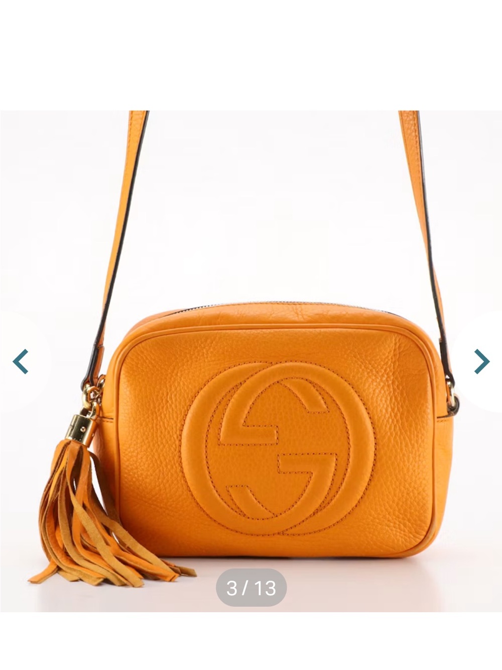 Gucci Orange Pebbled Leather Crossbody with Tassel